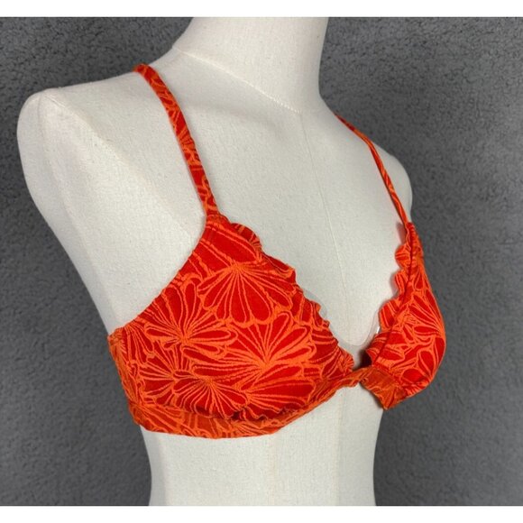 Cupshe Women's Criss Cross Bikini Top Ruffels Padded Orange Small NWT's. - Picture 2 of 7